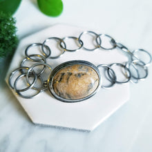 Load image into Gallery viewer, Sterling Silver, Oval Jasper Cabochon, Handmade Link Bracelet
