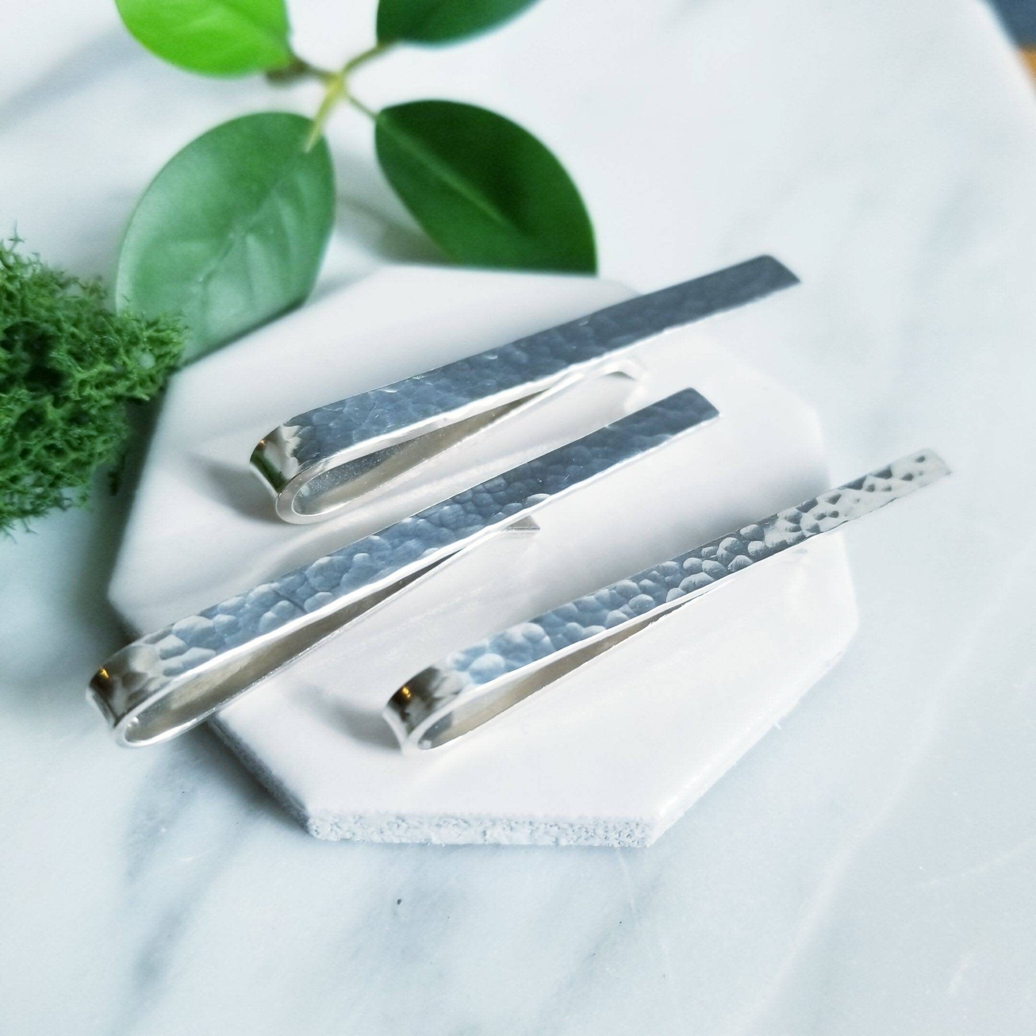 Hammered Finish Sterling Silver Tie clip