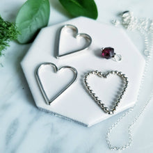 Load image into Gallery viewer, Heart Charms, Ruby Red Garnet Sterling Silver Necklace Valentine
