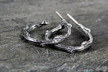 Load image into Gallery viewer, Elvish Sterling Silver Twig Hoop Earrings
